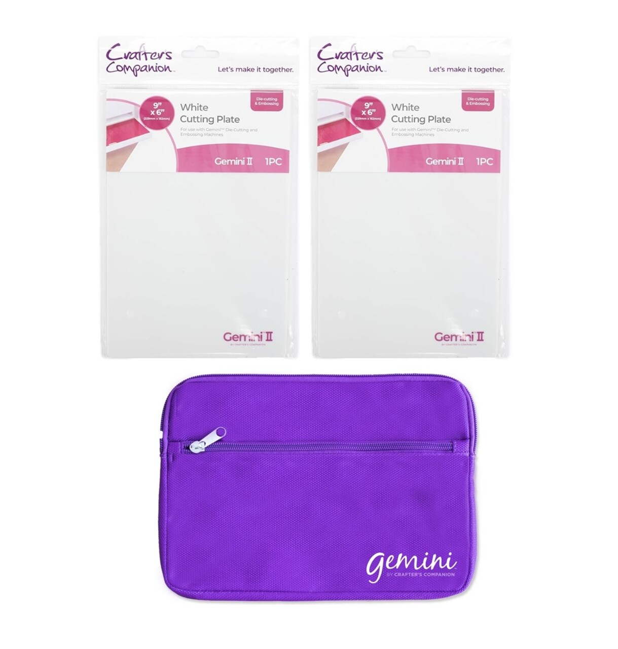 Gemini Jr or II 9"x6" Plate & Bag Bundle - 2 Cutting Plates + Storage Bag